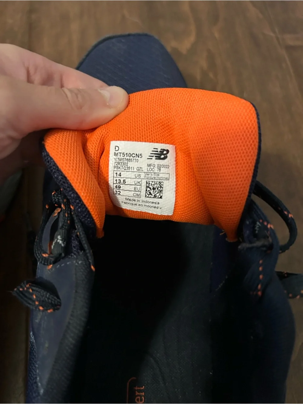 New Balance Men's Navy Athletic Sneakers with Orange Details